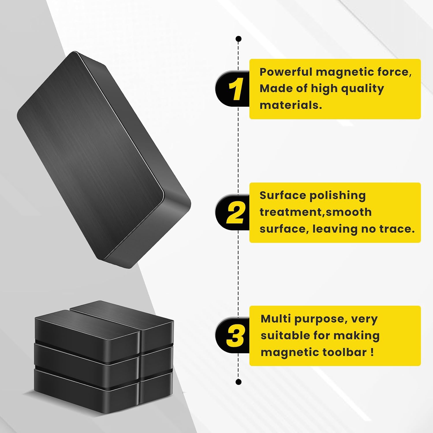 TRYMAG Heavy Duty Ceramic Magnets,1 7/8" x 7/8" x 3/8", 6 Packs,Grade 8