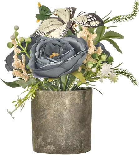 Flores artificiales en maceta, pequeños paquetes de camelia de seda sintética en maceta, plantas falsas para interiores, hogar, oficina, habitación,