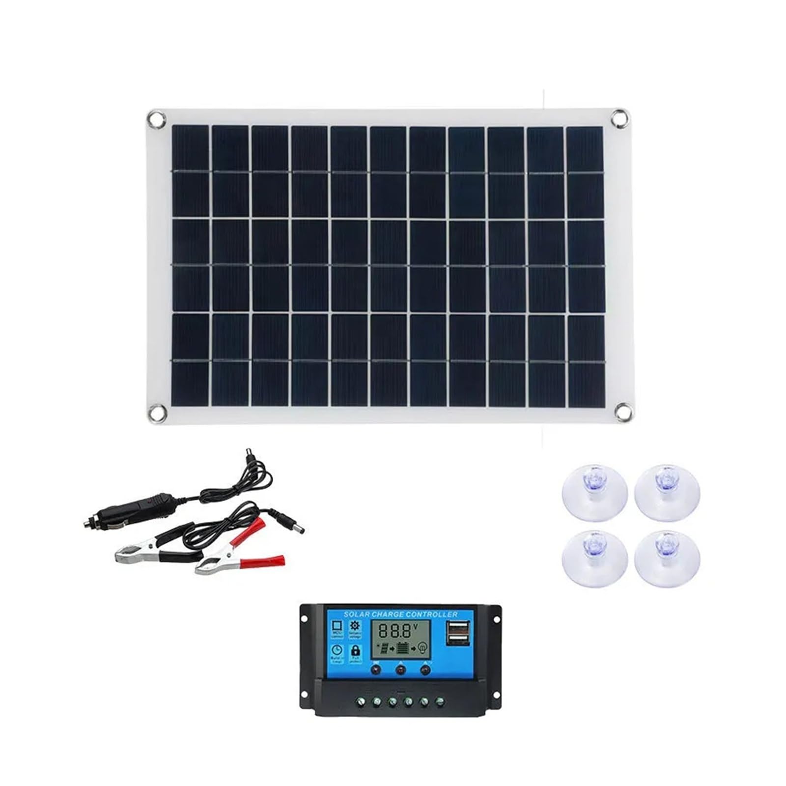 100 W 12 V Solarpanel-Set mit 60 A MPPT-Controller und USB-Anschluss – komplette netzunabhängige Stromversorgungslösung for Wohnmobil, Boot und Camping(Solar panel)