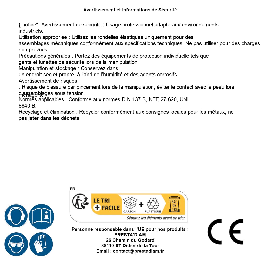 100 Arandelas elásticas onduladas 12 mm - DIN 137 B - NFE 27-620 - UNI 8840 B - Inox A4 - D-Work