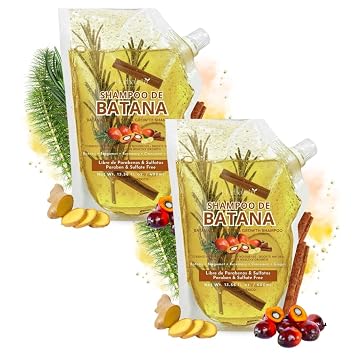 Herbalista 2 Pack Bundle - Viral Batana Oil Herbal Shampoo Pouch 400ml 13.5 fl oz Each Shampoo de Aceite Batana With Extracts Rosemary, Ginger, Horsetail, Cinnamon. - 100% Natural.