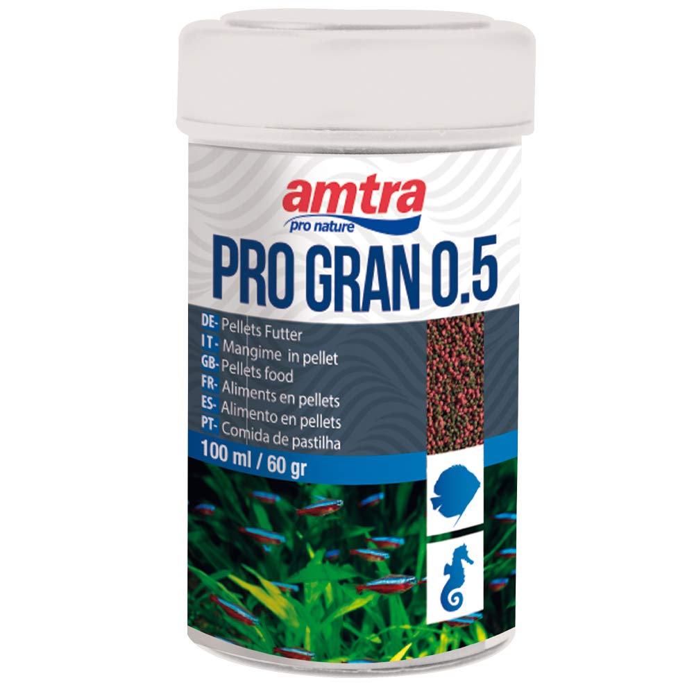 Amtra Pro Gran Micro 0.5 - Alimento Completo Para Peces Pequeños De Agua Dulce Y Marina, Micropellets De 0,5 Mm, 100 Ml