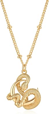 Snake Necklace for Women Trendy 14K Gold Plated Cubic Zirconia Dainty Serpent Pendant Necklaces Handmade Gold Jewelry Gifts