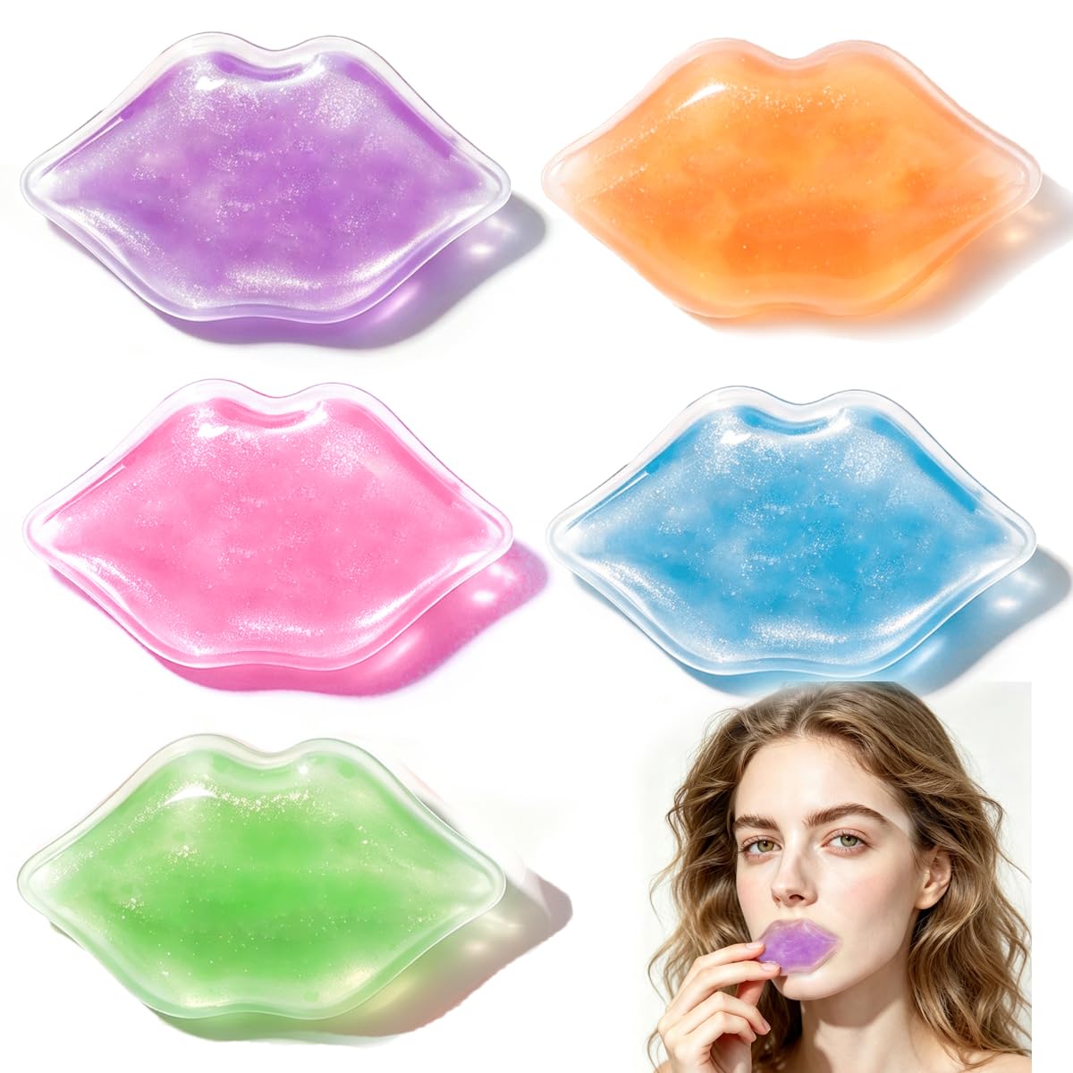 Lip Ice Pack for Cosmetic, Cold Use for Lip Keep Lipstick from Fading, Heat Use for Makeup Remover, Gift for Girl Woman. Hot and Cold Pack Use for Small Swelling and Bleeding Wounds