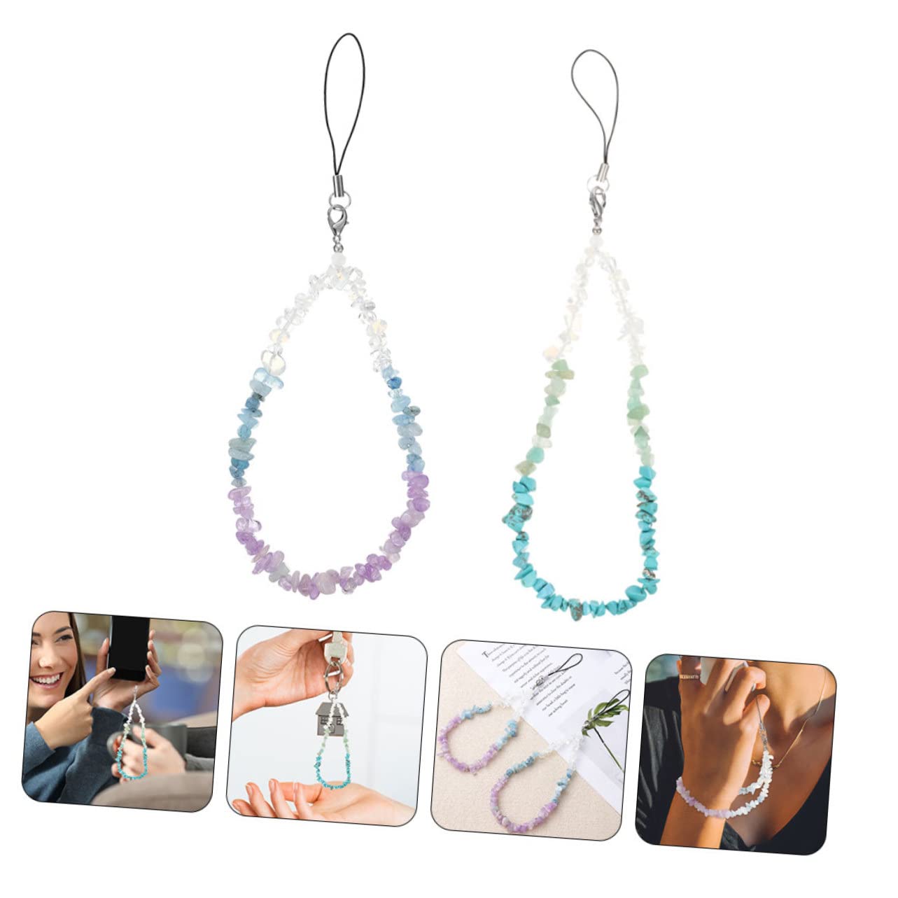 ABOOFAN 10piezas Cadenas De Teléfono Cuentas De Natural De Correa De Móvil Ligera y Decorativa Compatible Smartphones y Cámaras Para Regalar Cumpleaños y Festivales