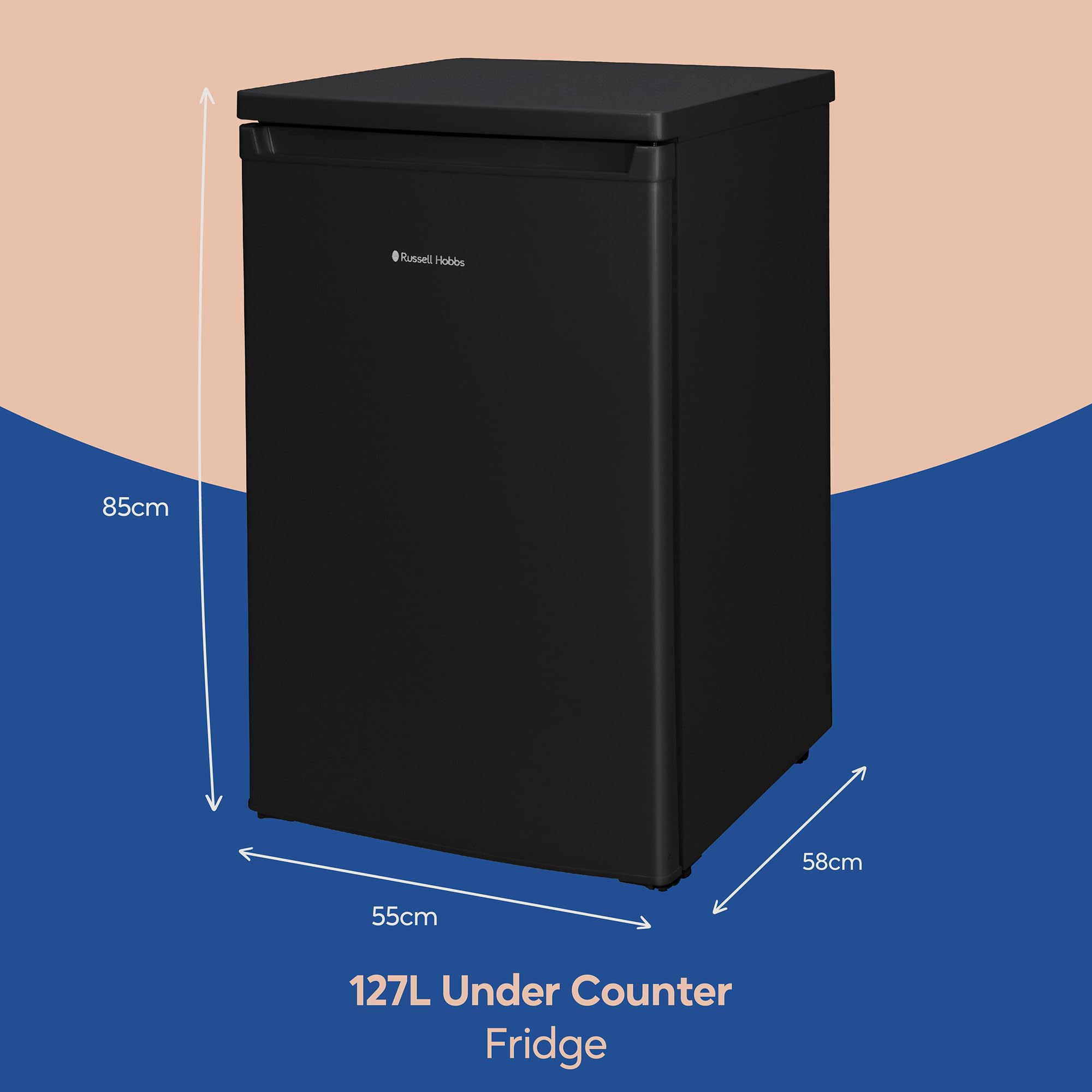 Russell Hobbs Under Counter Larder Fridge 127 Litre with Adjustable Thermostat & Feet, 3 Removable Shelves, Internal LED Light, Reversible Door, Black, 2 Year Guarantee RH85UCLF552E1B — view 2