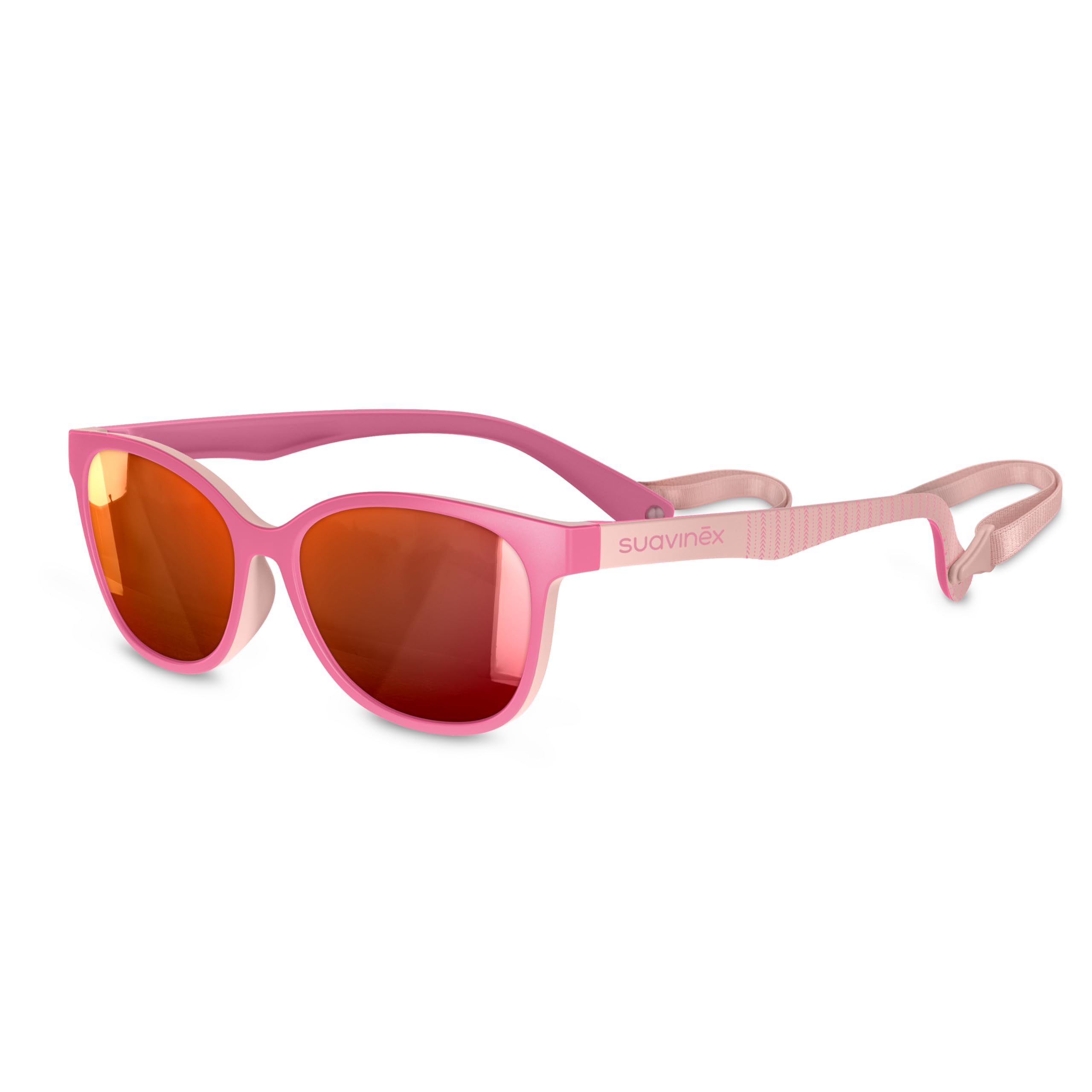 SUAVINEX SUAVINEX, Gafas de Sol para Niños de 3 a 8 Años, Polarizadas, con Filtro UV 400, 100% Protección Rayos UVA y UVB, con Funda y Cinta de Sujeción Incluidas, Muy Flexibles y Ligeras, Rosa Trama