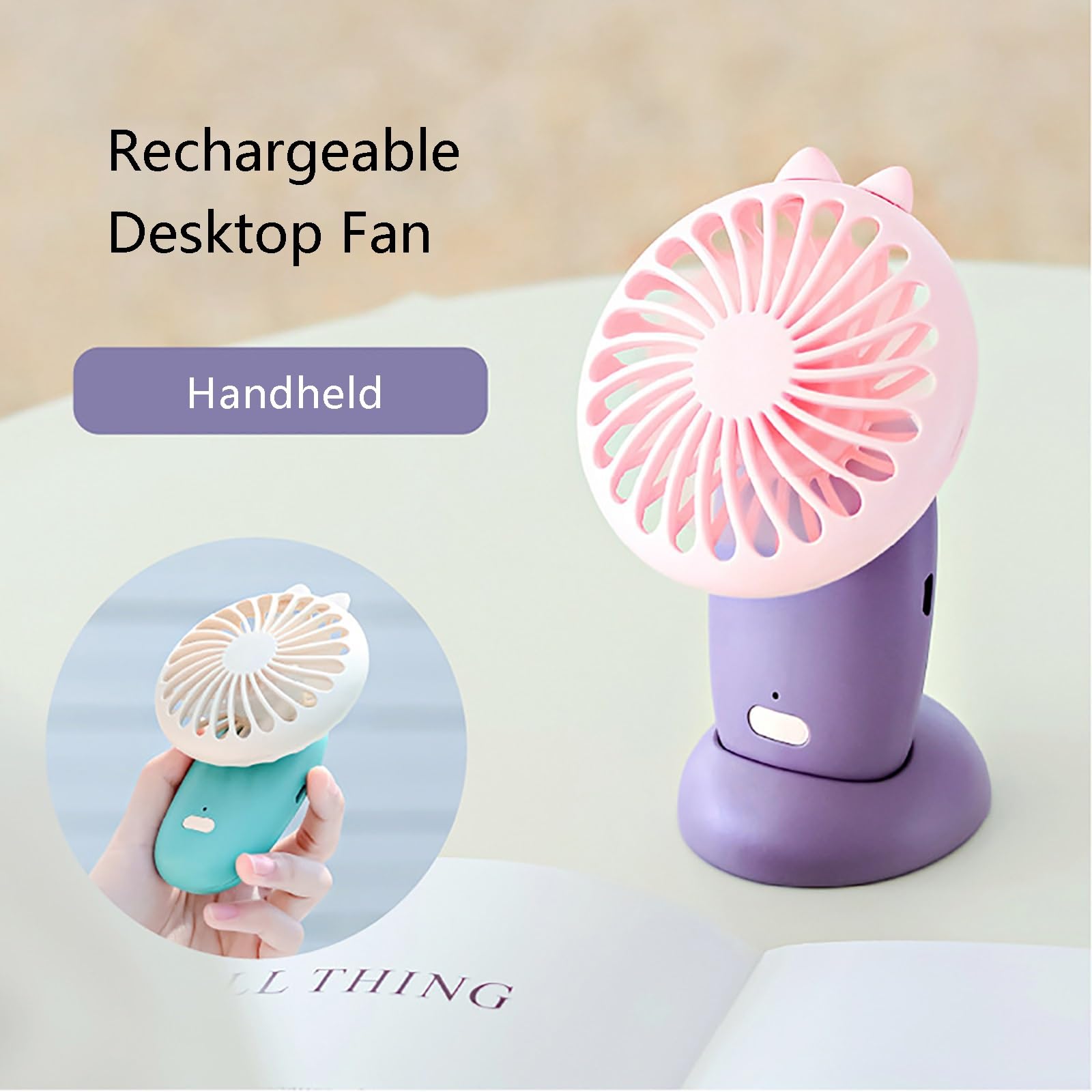 Mini ventilatore portatile ultra silenzioso a 3 velocità con inclinazione di 90 gradi, potente ventilatore portatile per camera da letto, ufficio e dormitorio, soluzione di raffreddamento personale