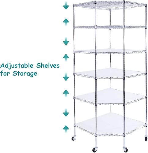 Miniatura 7 de BELANITAS Estante de alambre esquinero de 6 estantes estantes de metal de almacenamiento para unidad de almacenamiento estante de alambre de metal