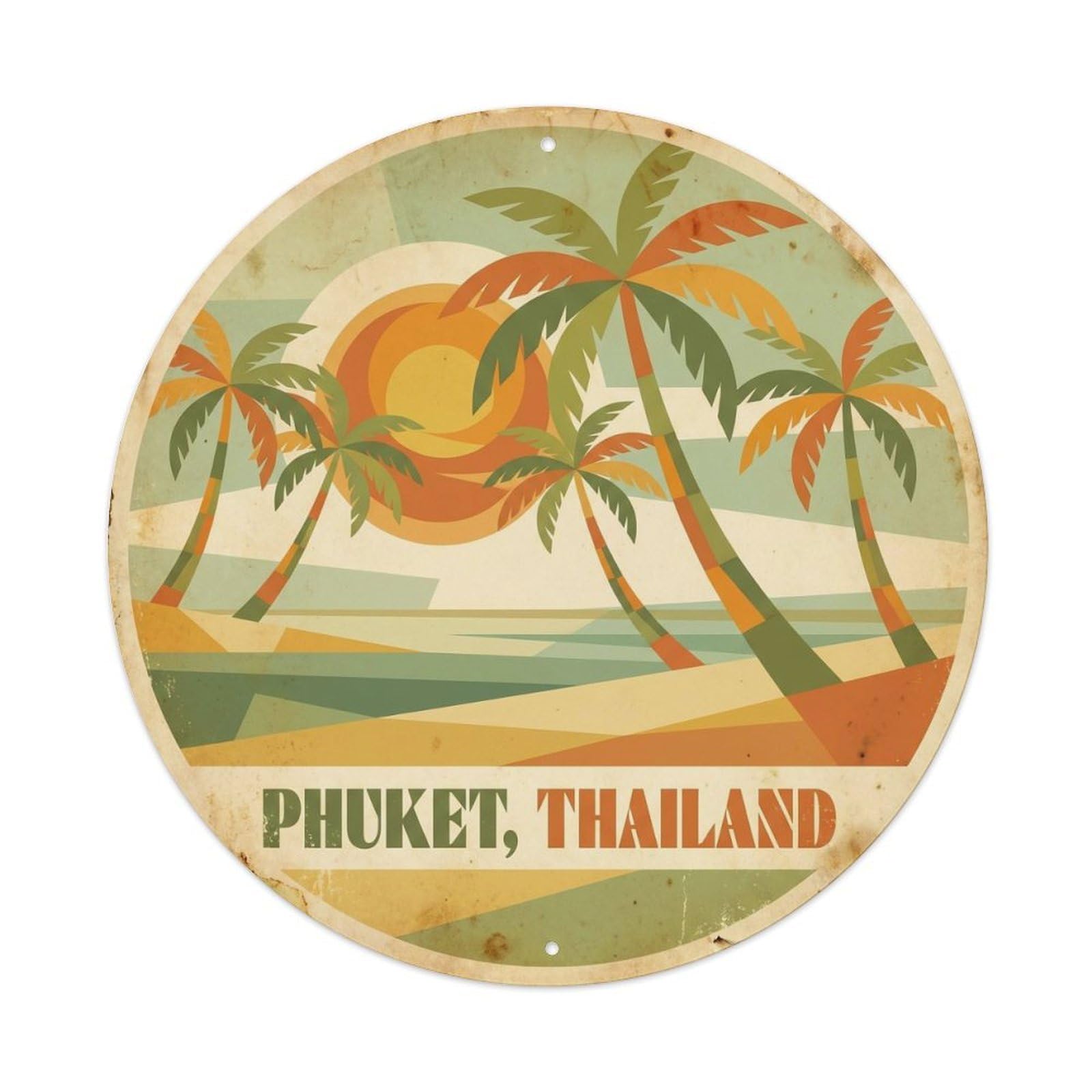 Phuket Palm Grove Coconut Island Scenery Ocean Retreat Metal Tin Sign