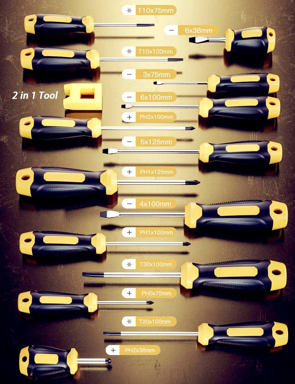 14-Piece Magnetic Screwdrivers Set, Precision Repair Kit Includes Slotted/Phillips/Torx, Non-Slip Cushion Grip Professional Tools Screwdriver Bits : Tools & Home Improvement