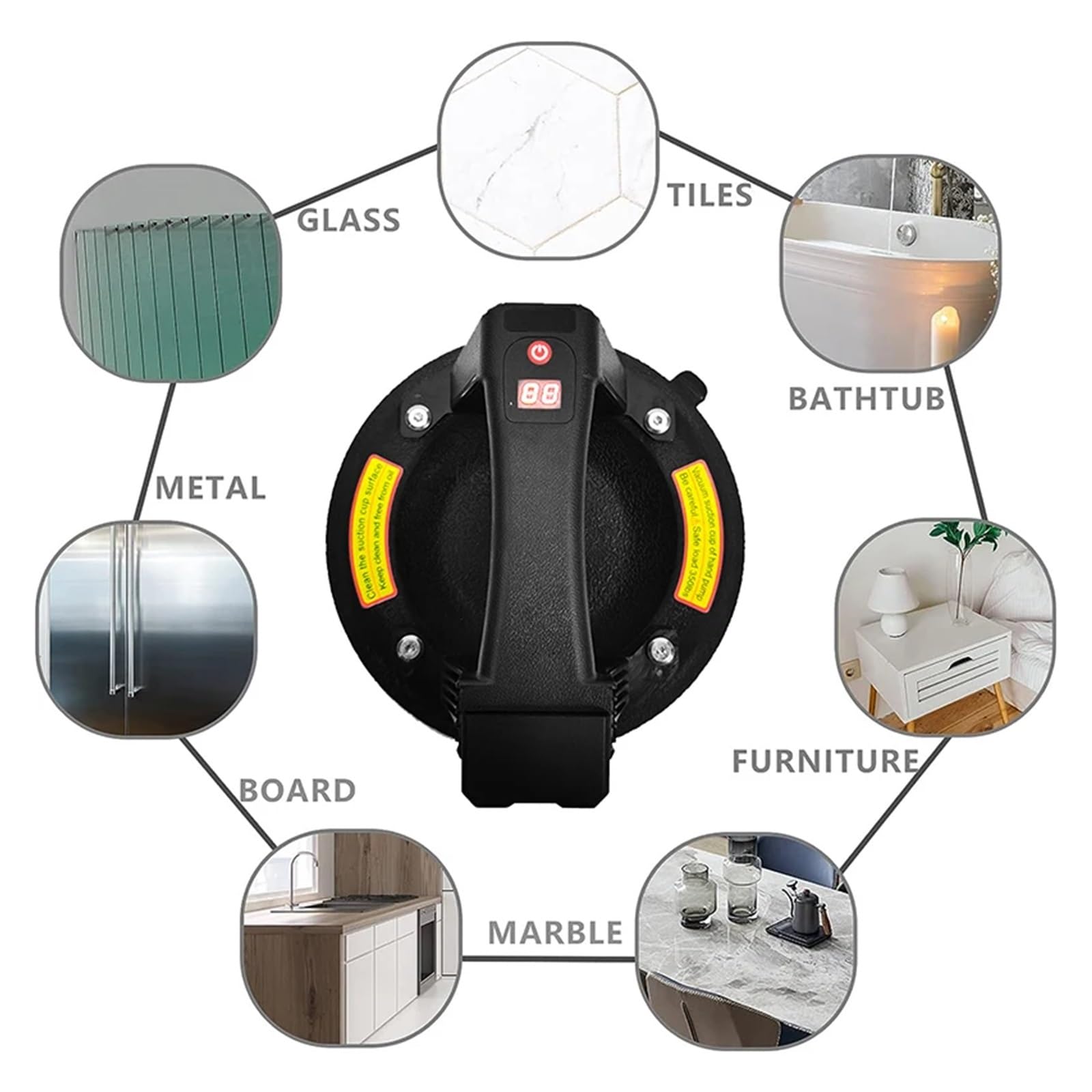 Ventosa para cristal, Elevador eléctrico de ventosa de vacío de 8 pulgadas, capacidad de carga de 250KG for mover baldosas de granito grandes