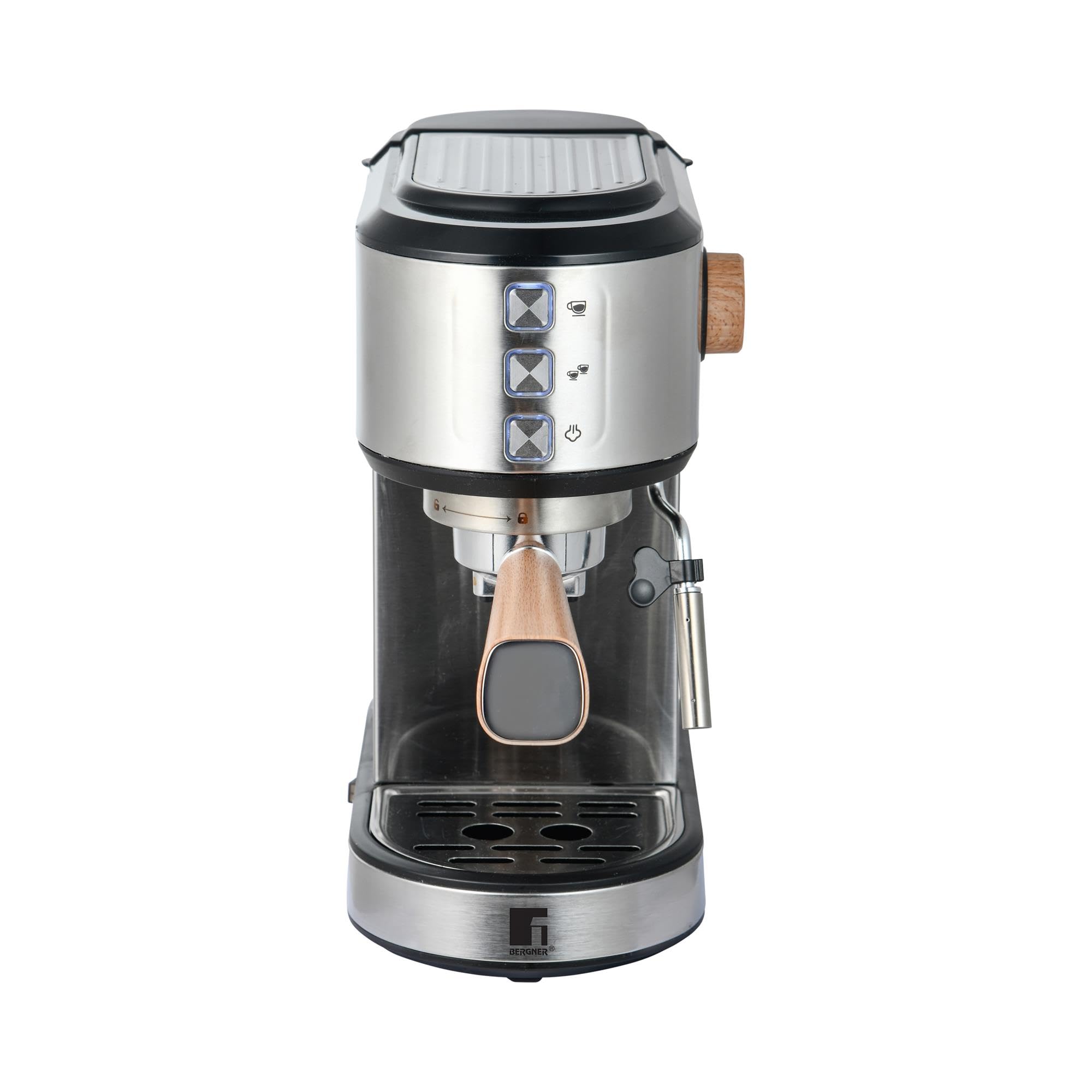 Bergner LOVERS Cafetera Espresso 1450W 20Bares con Depósito de 1L
