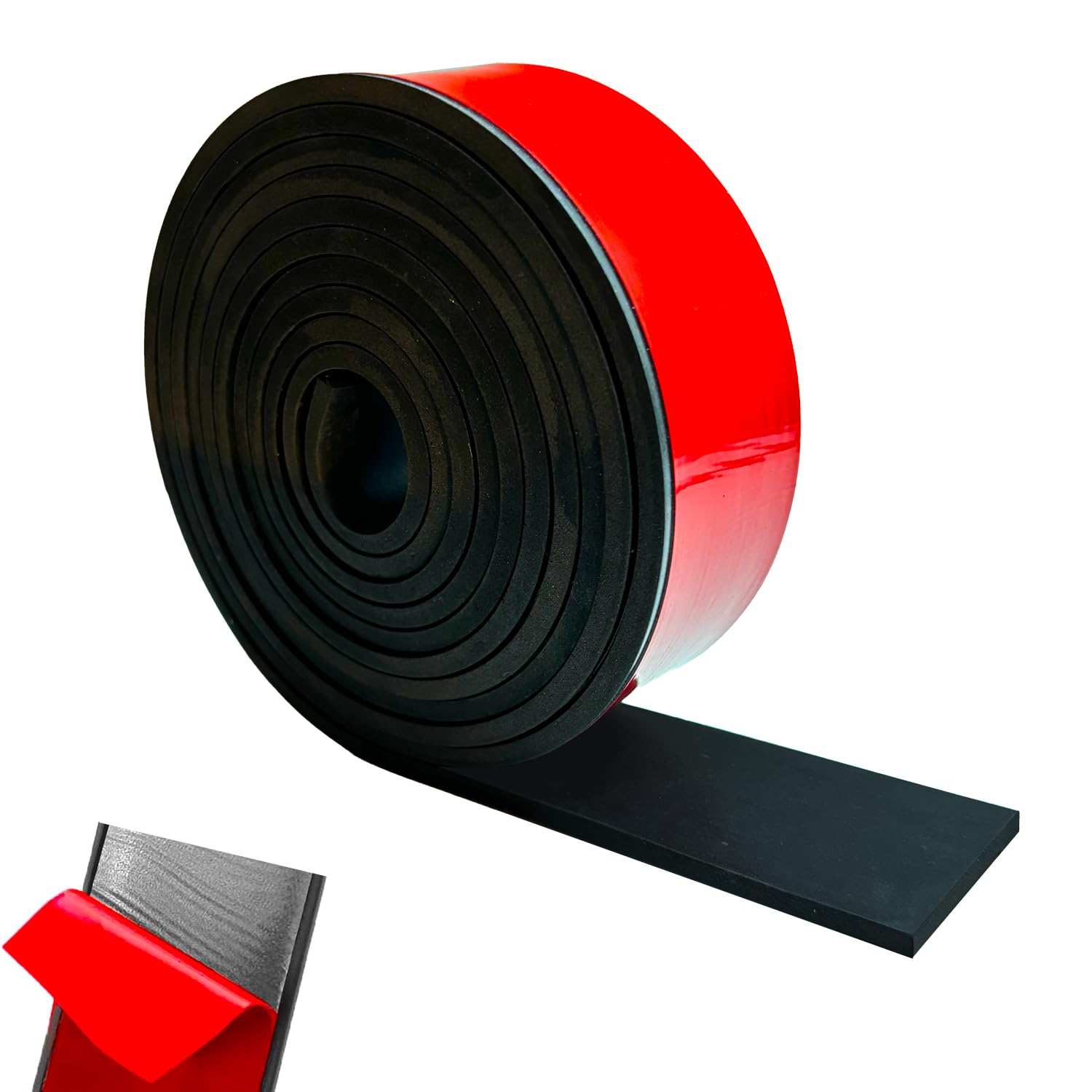 Rubber Strip Self-Adhesive Neoprene Rubber Sheet Solid Neoprene Sealing Roll for Weather Seal Pads Floor Covering Vibration Protection Gasket DIY Leveling 50mm(W) x5mm(T) x3m(L)