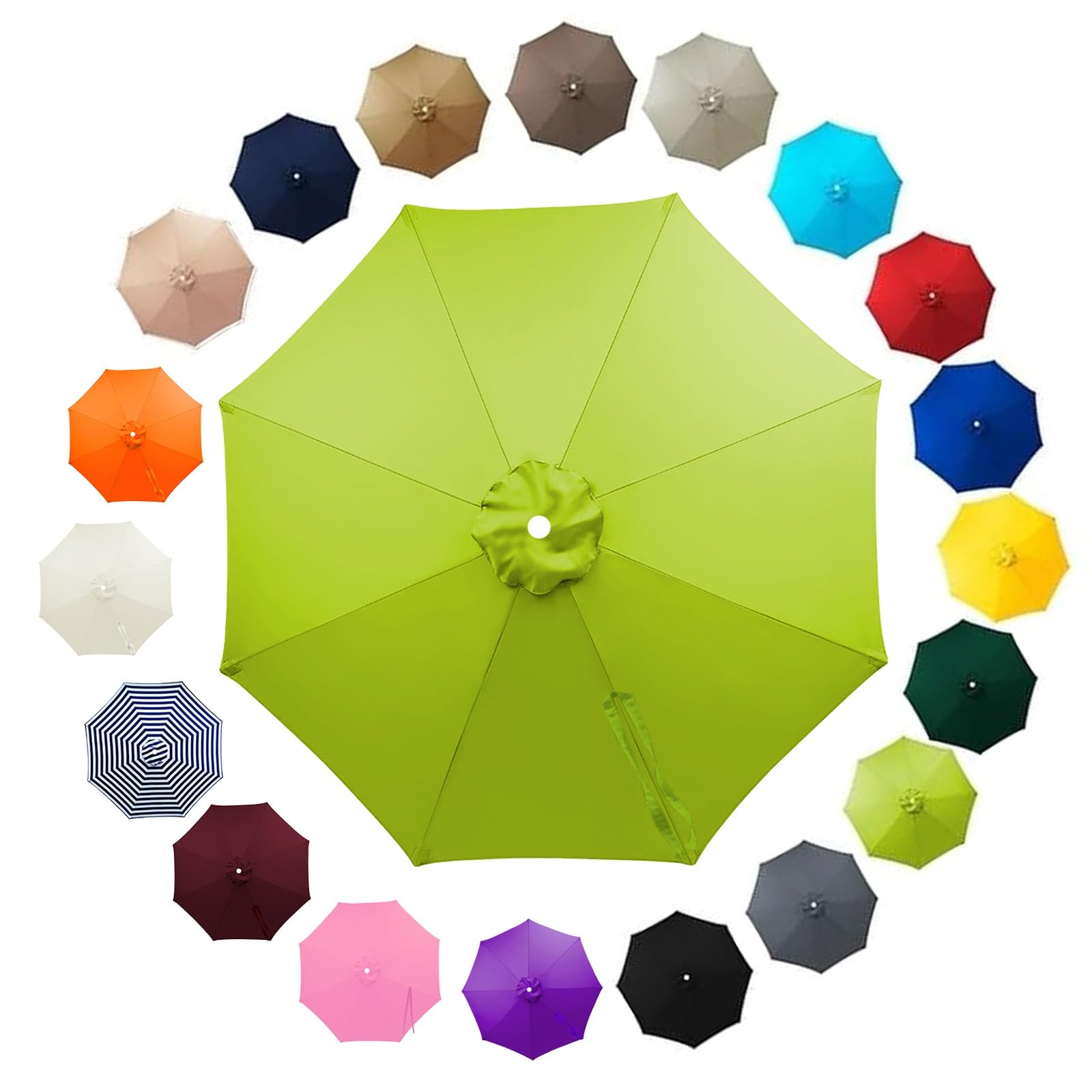 Outdoor Patio Parasol Replacement Canopy 2.5m 2.8m 3.30m 3.5m 6/8 Ribs, Fade Resistant Garden Umbrella Top Fabric Cover, Waterproof UV Protection Sunshade Cloth(Grass Green,2.8m/6Arms)