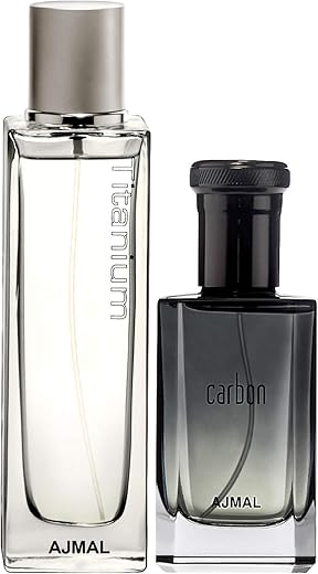 Ajmal Titanium EDP Citrus Spicy Perfume 100ml for Men and Carbon EDP Citrus Spicy Perfume 100ml for Men, Pack of 2, Titanium_Carbon_EDP