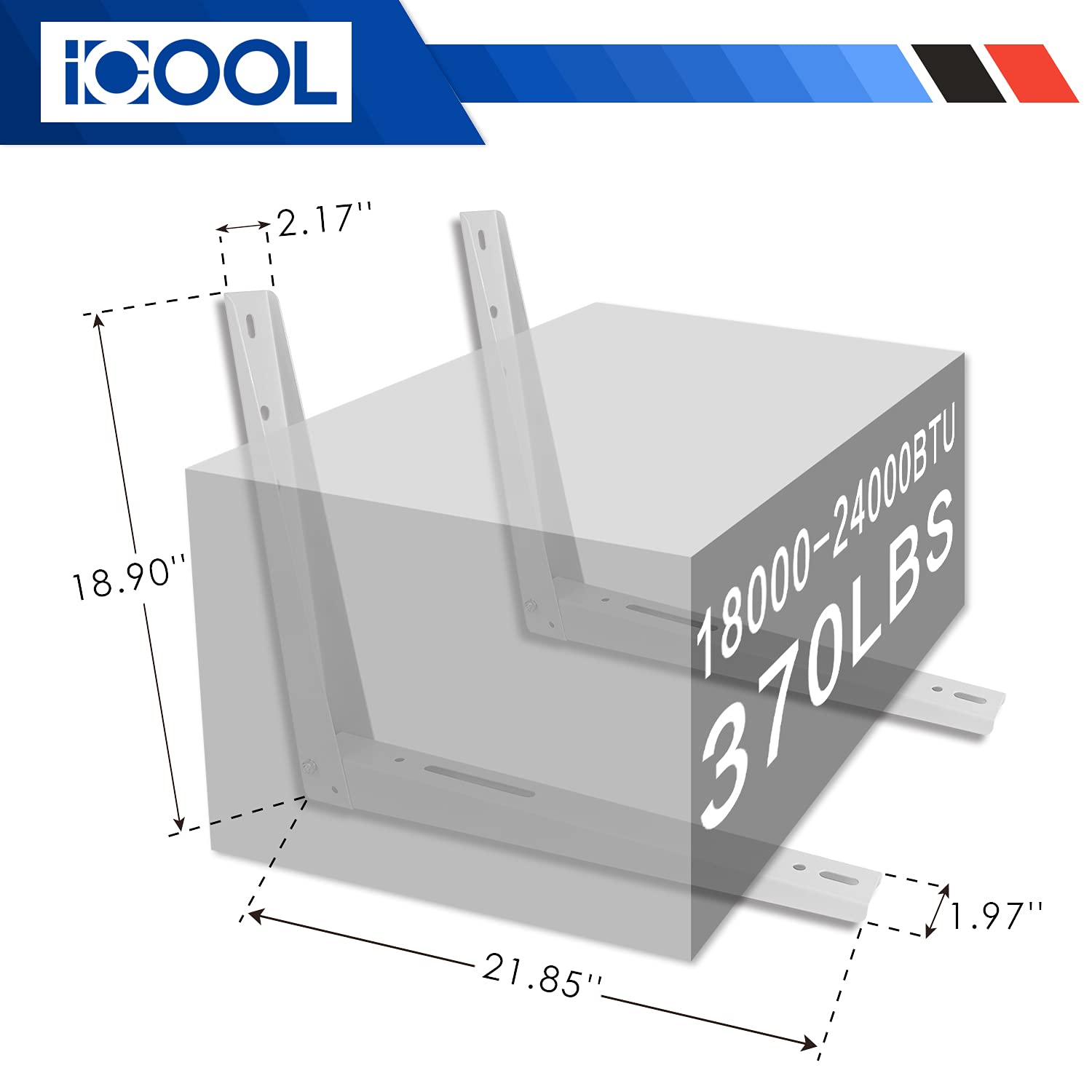 ICOOL Outdoor Wall Mounting Bracket (22" L x 19" H) for 18000-24000 BTU Universal Mini Split Ductless Air Conditioner Heat Pumps Compressors, Heavy Duty Foldable Condenser Bracket