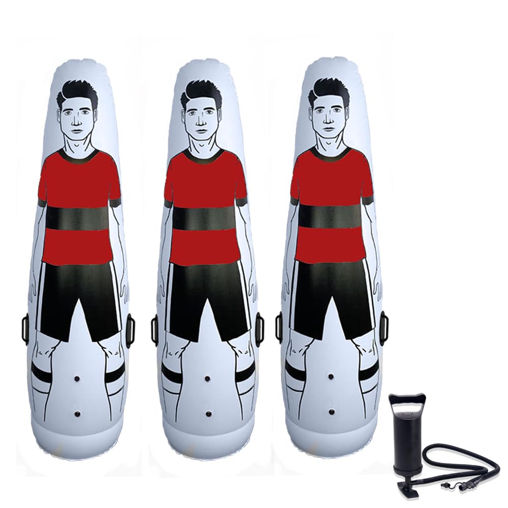 TNZMART Red Soccer Aufblasbares Schnuller-Set, Freistöße, Luftpuppe, Wand, Fußball, Training, Schnuller mit Pumpe für Anfänger