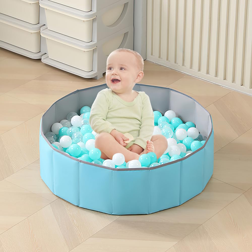 Lotvic Bällebad Faltbares Baby Bällebad Wasserdicht Kinder Bällebad Tragbares Baby Runder Ozean Bällebad Bällebad für Baby Kleinkind Jungen Mädchen Hunde Katzen Indoor Outdoor (80cm, Blau), YL00346