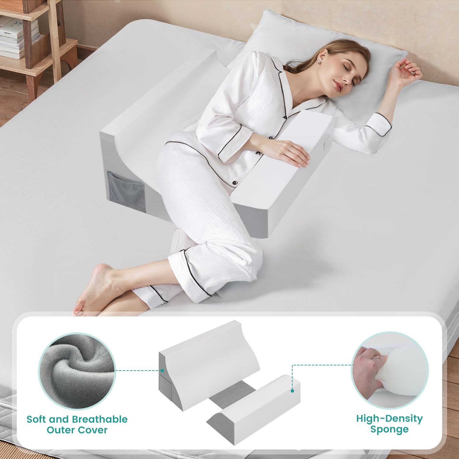 Side Sleeping Trainer Anti Snoring Devices, Anti snoring Pillow 3-Set Solution, Alleviate Snoring by Relaxed Throat Tissues, Lightweight & Comfortable