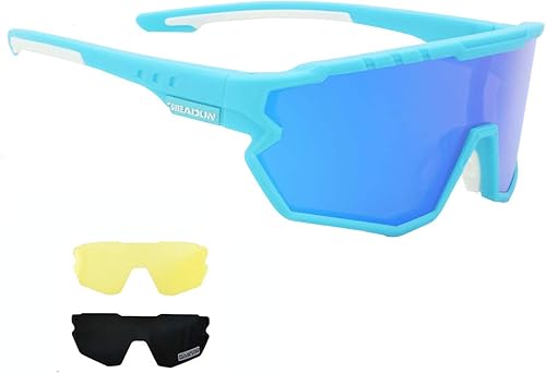 Vista 45 de Gafas de sol deportivas Gafas de ciclismo Gafas polarizadas rosadas Gafas de béisbol con 3 lentes, pesca, esquí, correr, golf