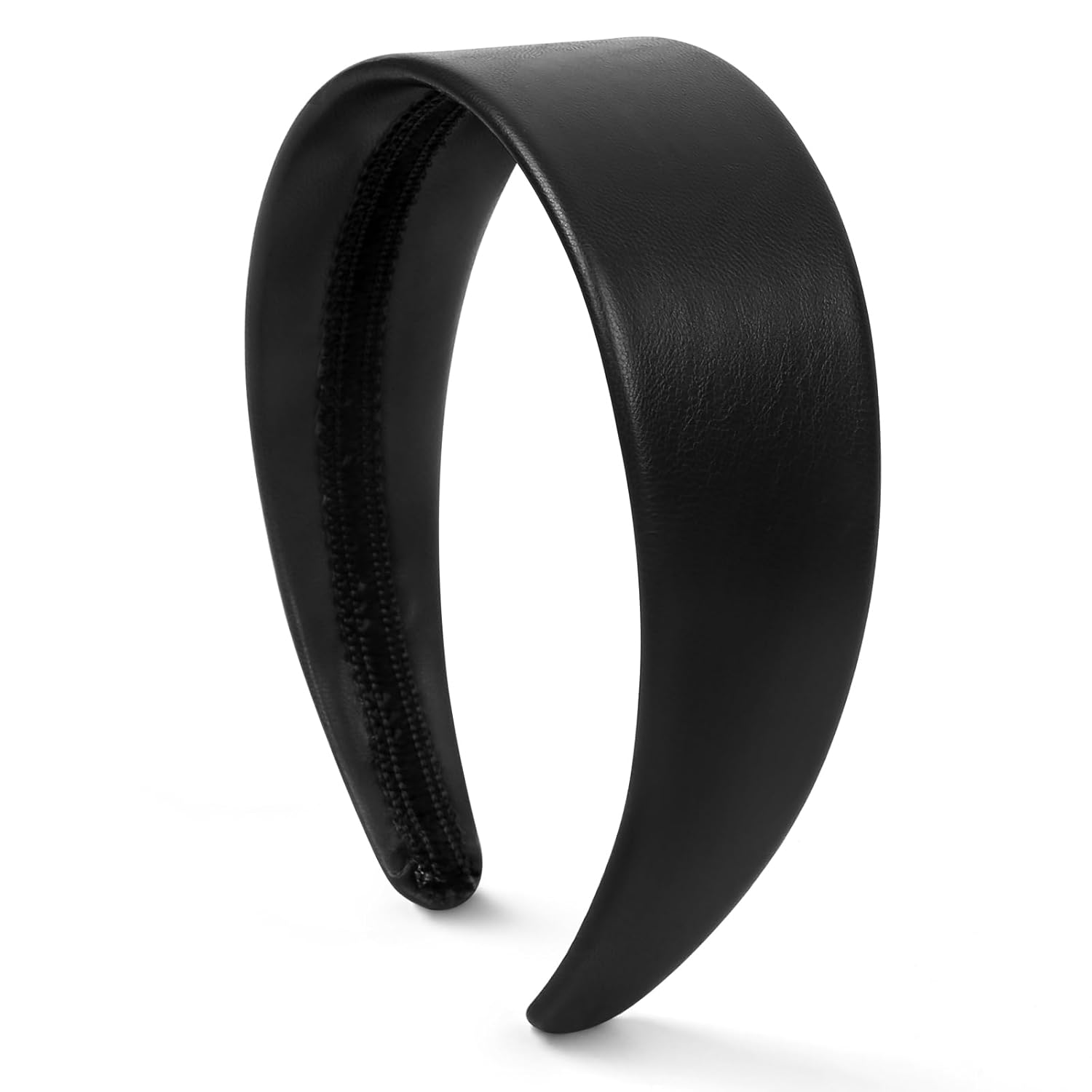 Black Headbands for Women 2 Inch Wide Thick Black Hairband Faux Leather Headband