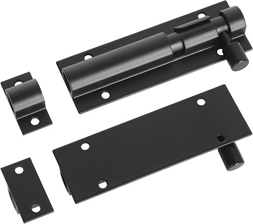Miniatura 3 de 4 piezas de cerrojo de barril negro deslizante cerradura de seguridad de puerta de 3 pulgadas aleación de aluminio para el hogar, patio, jardín