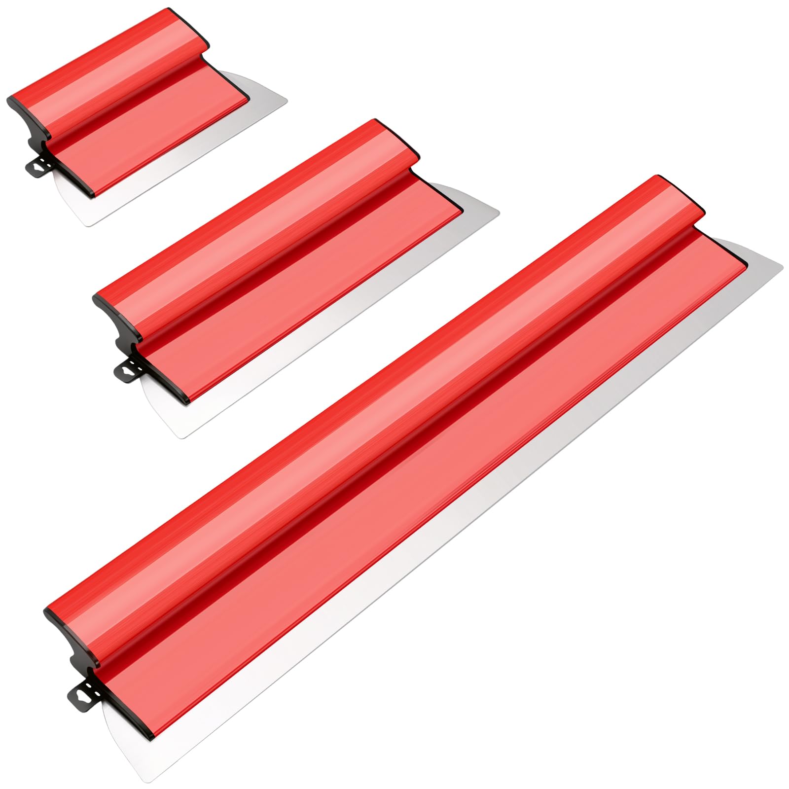 Set Spatole per Intonaco in Acciaio Inox con Impugnatura a Z 0,5 mm (80 cm) + 0,3 mm (40 cm / 25 cm) Livellamento Preciso per Pareti & Soffitti Utensile Professionale per Rasatura e Lavori di Pittura