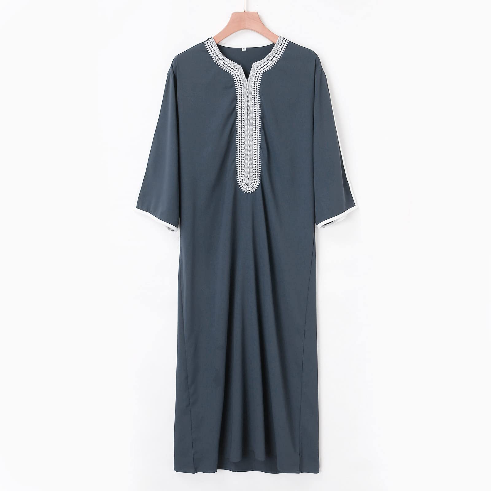 Vestido musulmán para hombre túnica caftán oriente medio saudita árabe túnicas turcas vestidos tóbe hombres ropa de oración impresión bolsillos vestidos manga larga falda musulmana