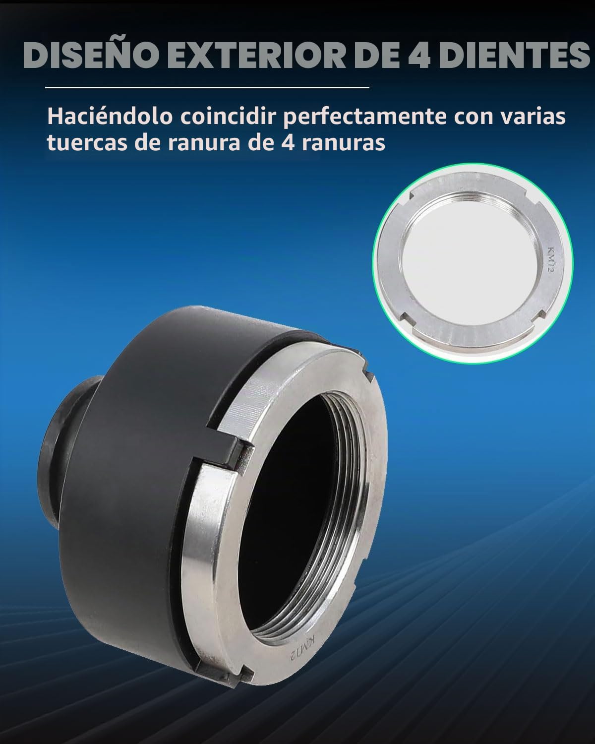 DPTOOL Kit de 13 piezas de dados para tuercas de husillo, rótulas, contratuercas de eje, extracción e instalación de dados de cubo de bloqueo para tuercas de ranura KM, 4 dientes exteriores con 1/2''