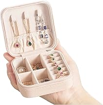 GDJMLai Travel Jewelry Organizer, Small Jewelry Case Made of Velvet and PU Leather for Girls, Mini Travel Jewelry Box with Zipper, Earring Organizer, International Travel Essentials Must Haves