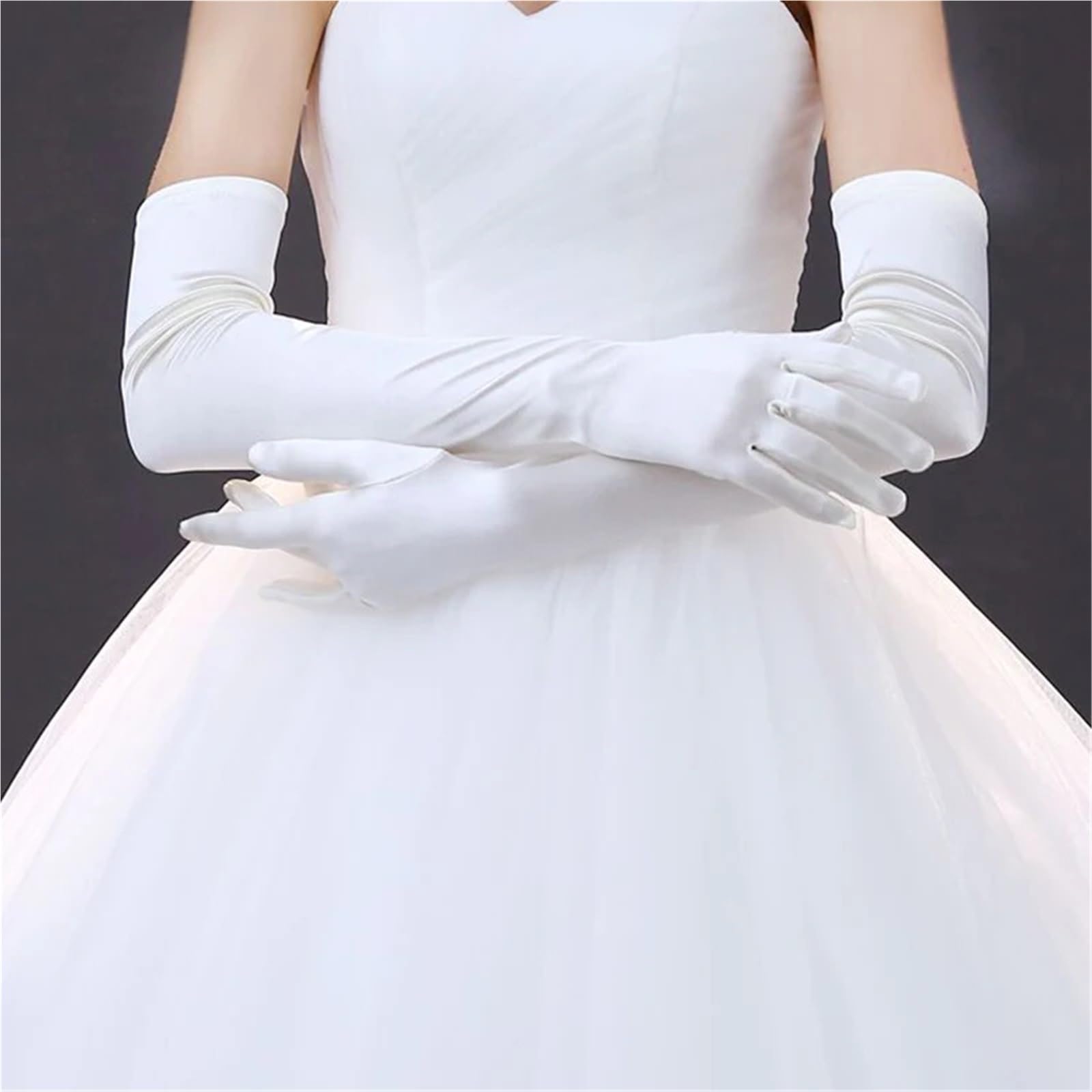 2 paia di guanti lunghi in raso elasticizzati da donna eleganti sera for matrimoni e feste