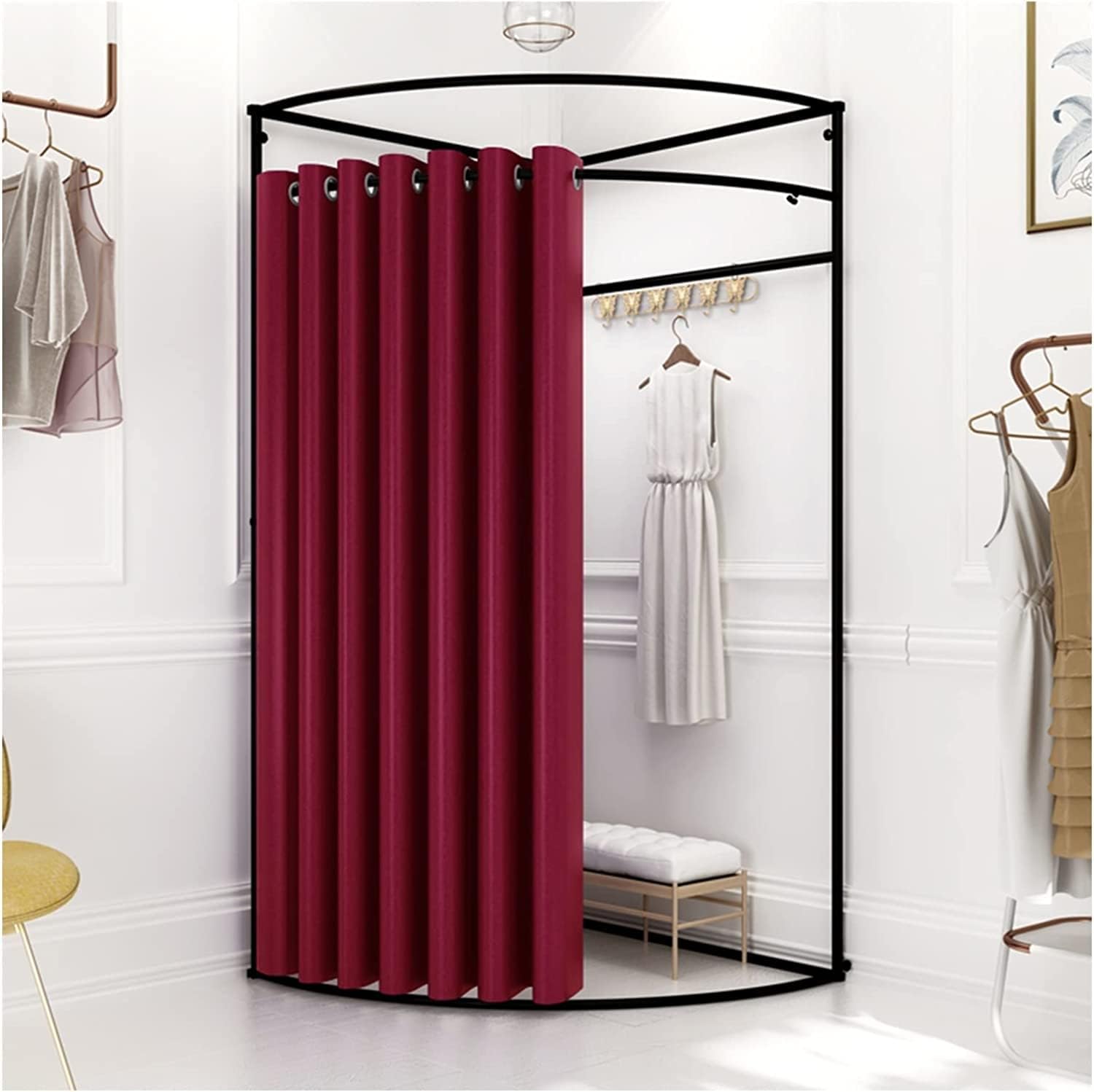 LIOONS Fashion Changing Rooms Movable Changing Room Clothing Store Fitting Room Corner Wall Hanging Dressing Room for Shopping Malls Bedroom Furniture
