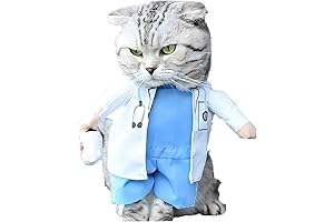 NACOCO Dog Cat Doctor Costume Pet Doctor Clothing Halloween Jeans Outfit Apparel (L)