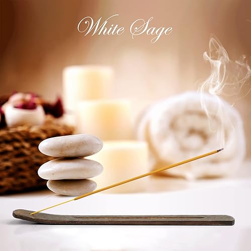 Miniatura 9 de Fragancias de incienso de salvia blanca - Hi - Paquete de 100 inciensos aromáticos con soporte de palo de incienso de madera para hogar templos y