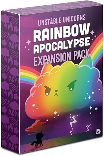 Unstable Unicorns Paquete de expansión Rainbow Apocalypse - Diseñado para ser añadido a tu juego de cartas de unicornios inestables negro
