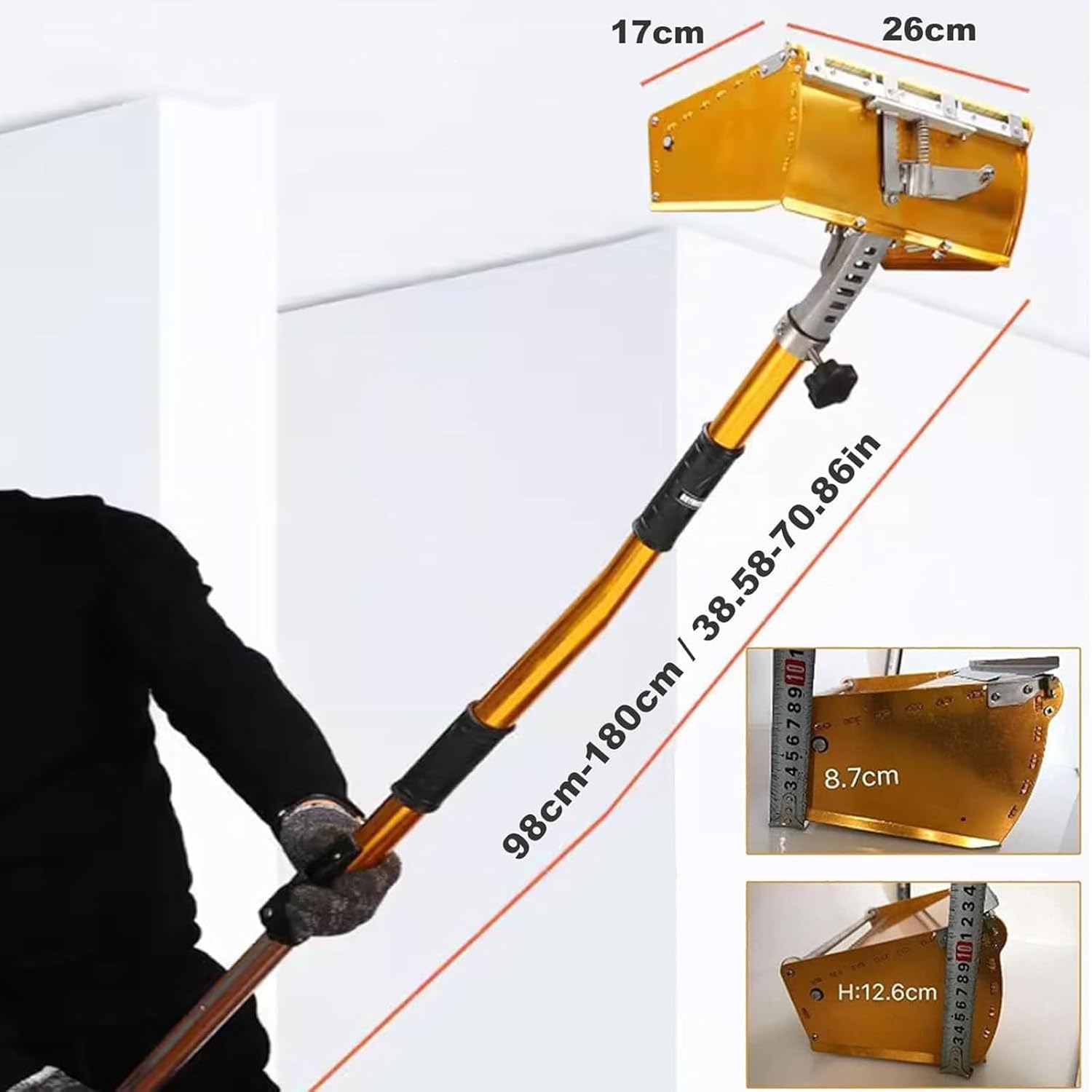 Drywall Tool Drywall Taping Tools, 10in Drywall Flat Finishing Box Machine with 98-180cm Handle Tools,Professional Drywall Sheetrock Wallboard Finishing