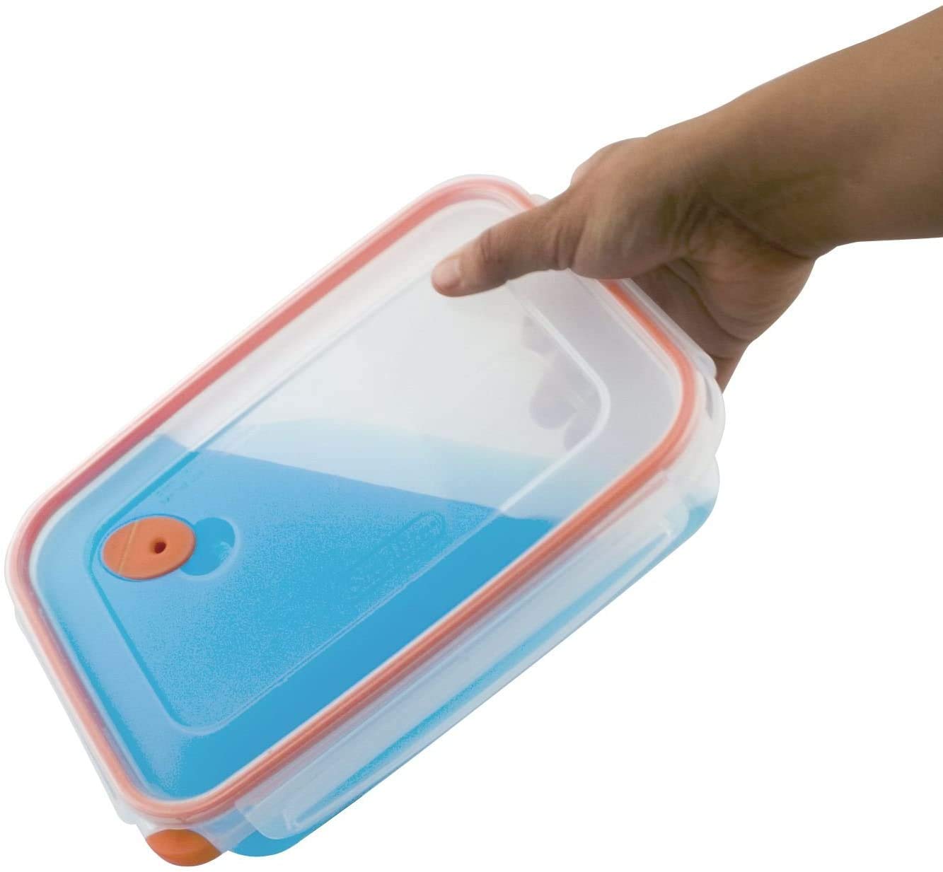 Sterilite0 Ultra Seal 8.3 Cup Food Storage Container, Clear Lid and Base with Tangerine Accents, 6-Pack,Orange