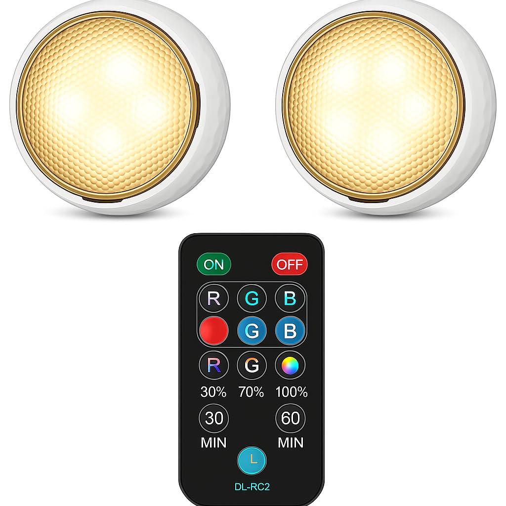Quick Sense Puck Lights with Remote 2 Pack - Image 1