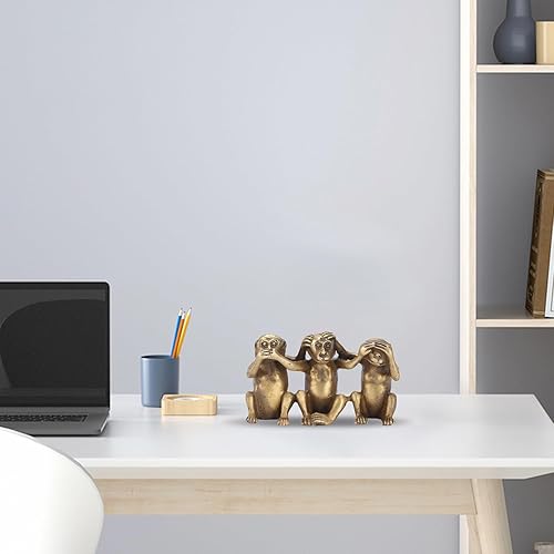 Miniatura 3 de 3 estatuas de monos sabios, no escuchan el mal, no ven el mal, no hablan mal, figuras de latón de tres verdades de mono para decoración de oficina y