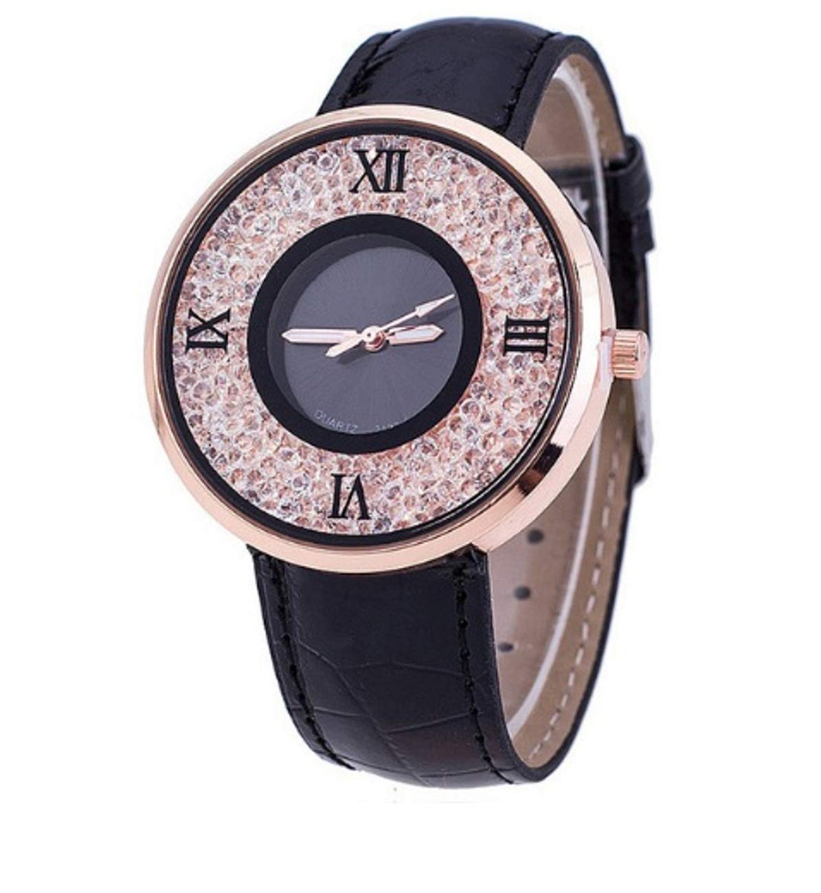 ITHANO Unique Design Black Strap Ladies Watch with Moving crystals-ITAMBK01 (B07R8HKL84) Amazon Price History, Amazon Price Tracker