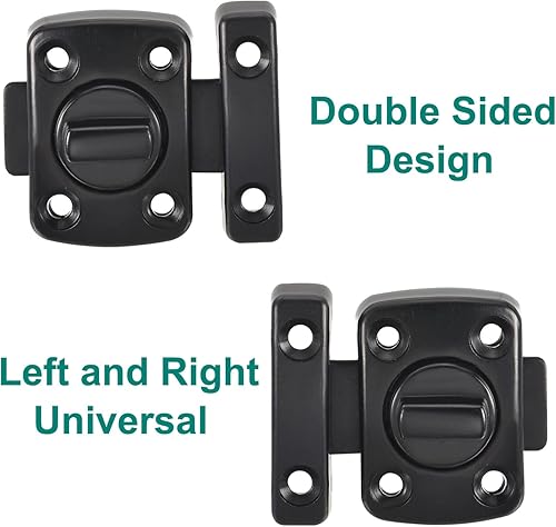 Miniatura 5 de uxcell Rotate Bolt Latch, Zinc Alloy Security Door Lock Gate Latches for Cabinet Furniture Bathroom Window, 2.6x2" Black 1Pcs