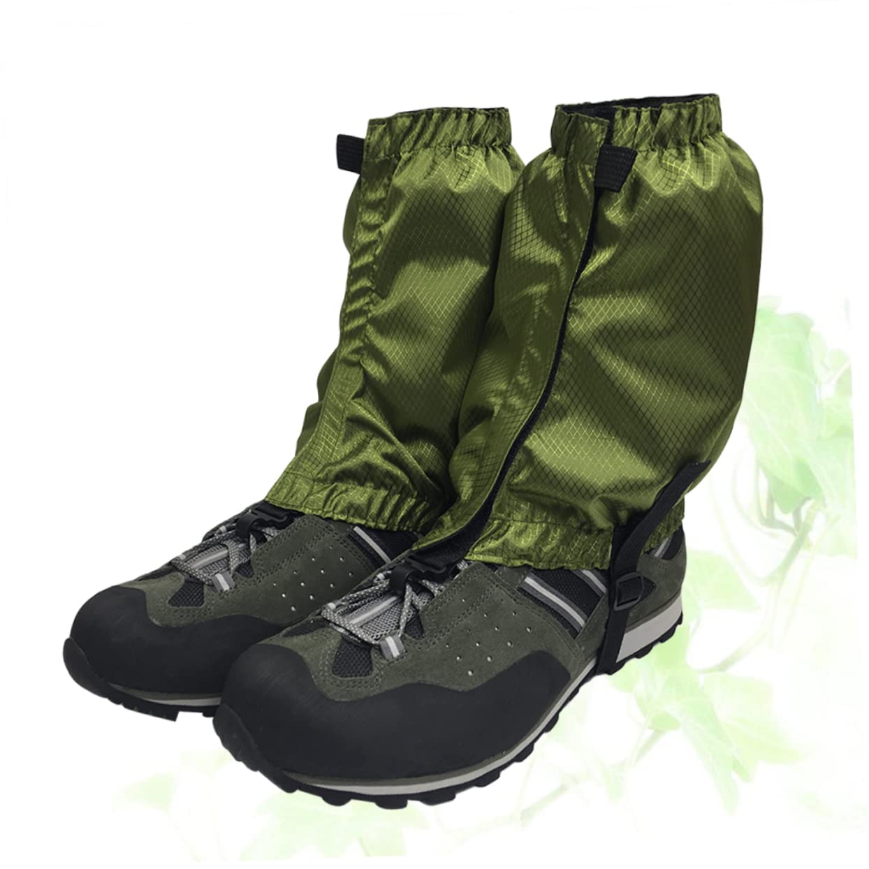 KOMBIUDA 3paia Ghette Ankle Impermeabili Regolabili per Escursionismo e attività Outdoor Ghette Leggere Traspirante per Neve e Pioggia Verde Scuro