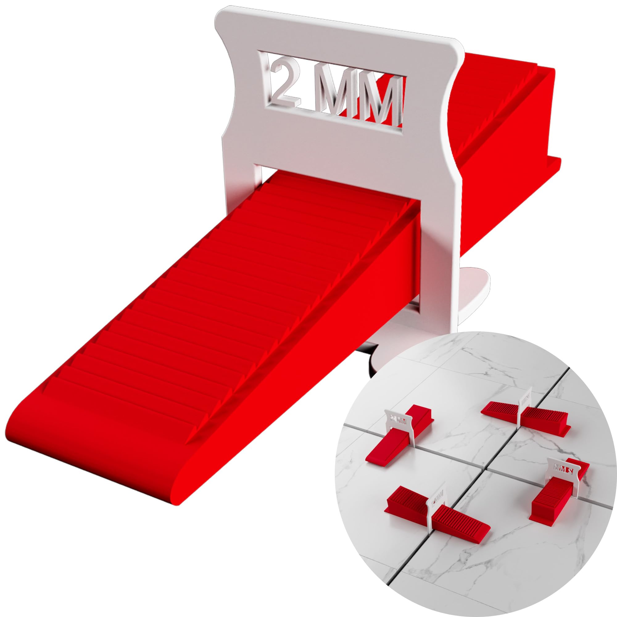 M&N Fliesen Nivelliersystem Set 1mm, 2mm Mega- Auswahl (200x 3mm Laschen, 100x Keile) - Fliesen-Verlegehilfe Werkzeug für Leien & Profi - Fliesenleger Fliesennivellierungssystem Zubehör
