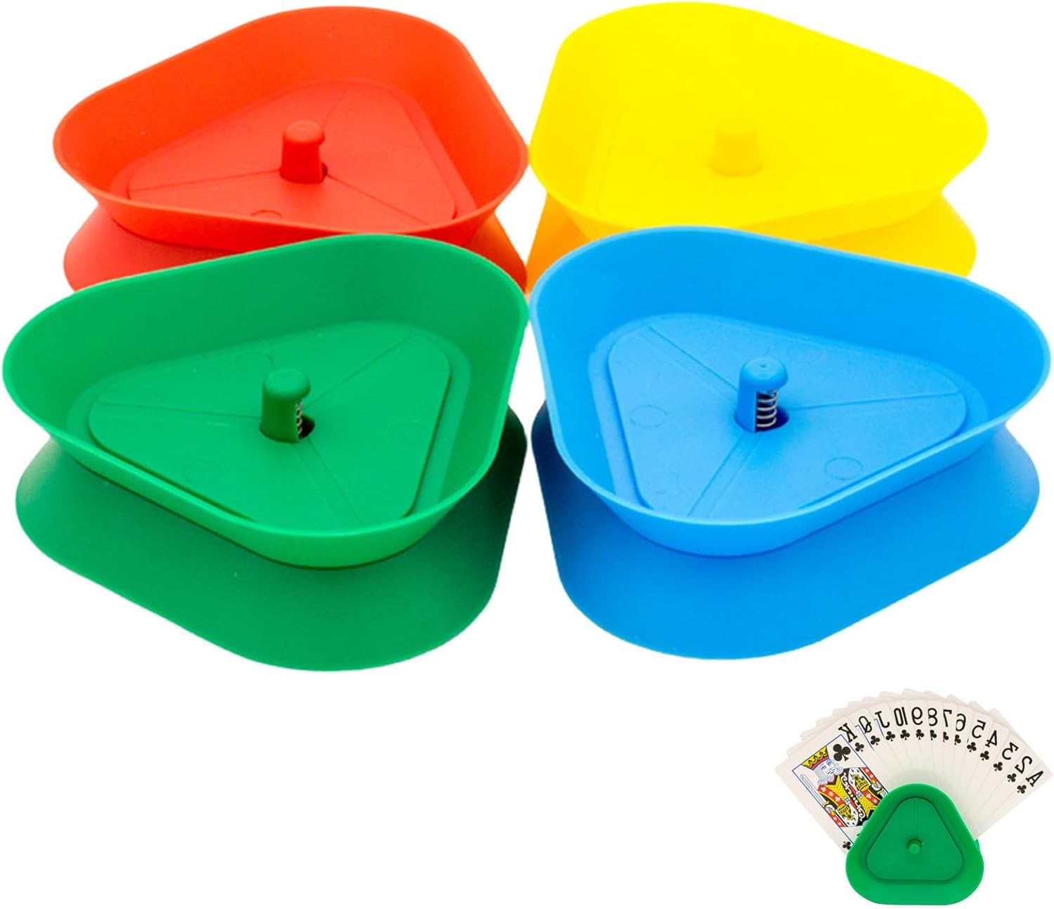 4 Pieces Playing Card Holder Game Card Stands Colorful Triangle