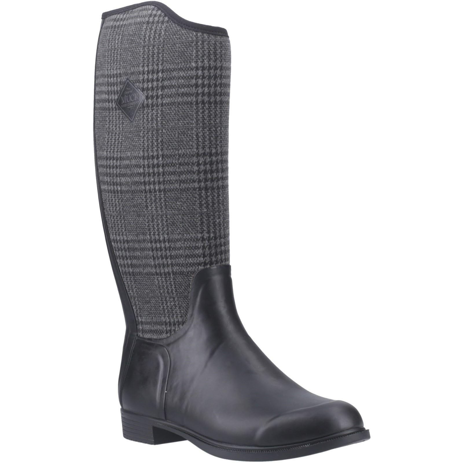 Muck Boots Derby wysokie gumowe damskie czarne/w kratę zimowe kozaki do kolan