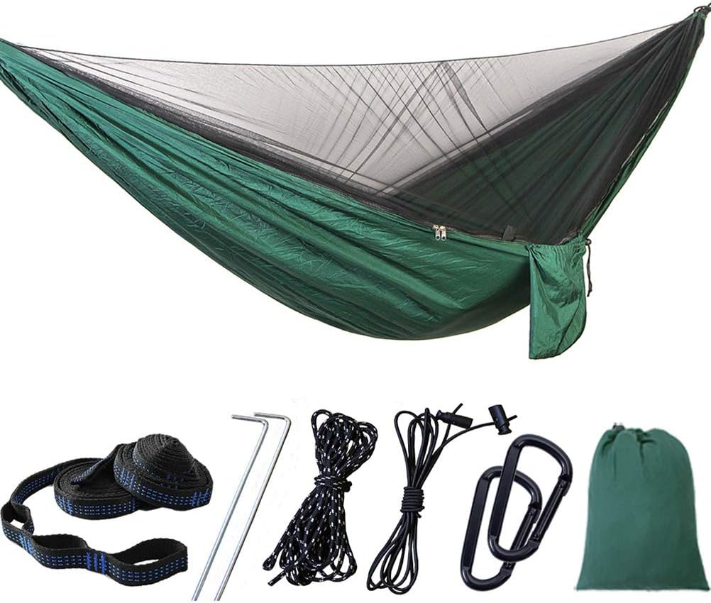 EVGATSAUTO Network Hammock, Ultra Light Camping Hammock with High Load Capacity and Automatic Net, 2 Person Hammock (Dark Green)