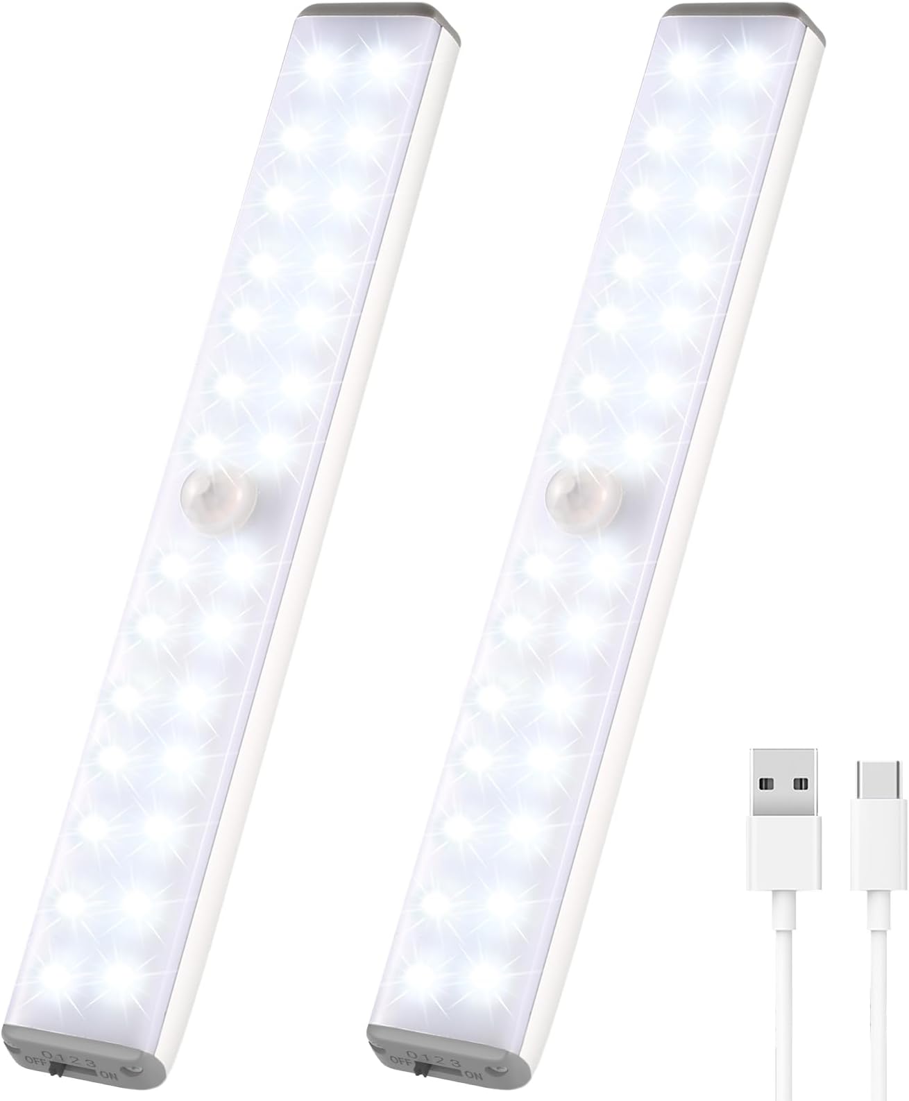 – VCY Under Cabinet Lights, 280 Lumens Wireless Motion Sensor Light with 4 Modes, USB Rechargeable Closet Lighting, Magnetic & Adhesive Stick-On for Kitchen, Wardrobe, Hallway, Stairs, Cupboard (2 Pack)