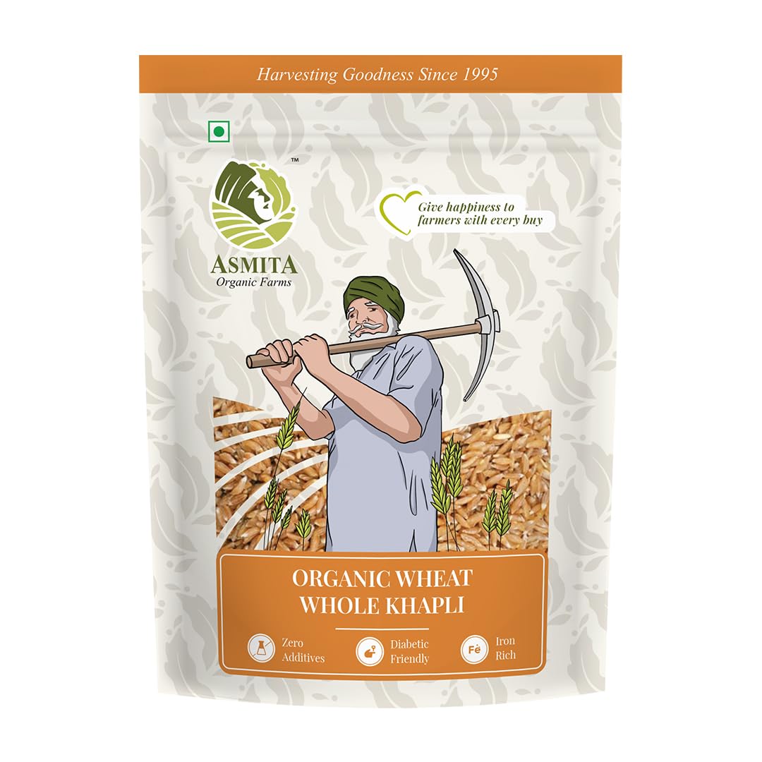 Asmita Organic Farms Whole Khapli Wheat 1kg | Unpolished Ancient Emmer | 100% Natural, High Fiber & Easy to Digest Whole Wheat Grain | Non-GMO & No Added Preservatives | Pack of 1 (B0CDBTQYTR) Amazon Price History, Amazon Price Tracker