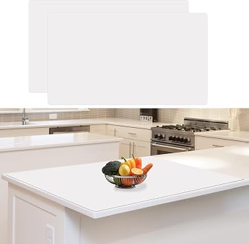 36"x24"90cmx60cm Large Silicone Mat for Kitchen Counter, Heat Resistant Non-Slip Countertop Protector, Waterproof Silicone Craft Mat for Kitchen Island, 2Pack Semitransparent